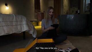 Unboxing with hot Californiababe and a messy finish