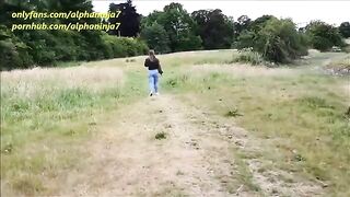 A sexy girl is getting fucked outdoors in the park and gets a cumshot on her face