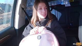 Cute hitchhiker agreed to blowjob for cash - Public Agent style