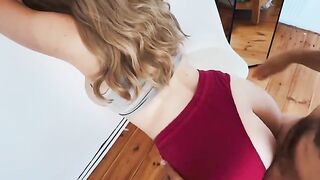 He grabbed my pants to love me. Cum on tits. Wow! An amazing and intense clothed sex encounter