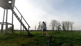 A girl helped her friend in the forest and got fucked there