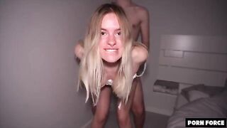 College girl gets manhandled in her dorm by two guys - Bleached Raw