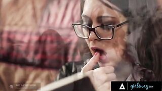 An investigator, inspired by the petite and adventurous Riley Reid, rubs her pussy while imagining missing girls in a fantasy-driven scene