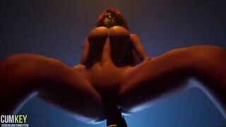 A big boobed girl is being fucked by a huge dick monster
