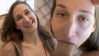 The girl next door, Mystica Jade, turns into a whore as soon as she sees James' big cock