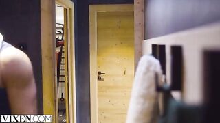 Petite ski bunny has passionate sex with her boyfriend in the Alps