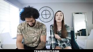 The girl was fucked in crazy poses by her boyfriend, showcasing petite Dani Blu’s wild side