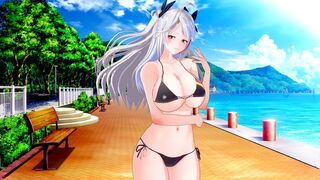 Waifu Prinz Eugen gets her huge tits filled with cum