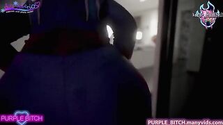 Strap-on lesbian sex with Spiderman cosplay and juicy ass, featuring Purple Bitch’s wild energy