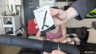 A small girl testing a new Lovenote sex toy on camera