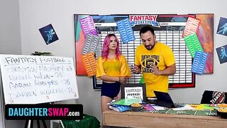 Two sneaky teens try to trick their stepdads in a fantasy football game