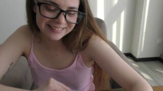Naughty bookworm learns anatomy on a real big cock