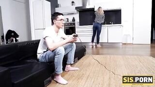 The sexy girl with small boobs is fucking with her stepbrother on SISPORN
