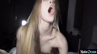 Petite teen gets her tight pussy railed hard without mercy in this steamy scene