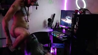 The pretty GAMER GIRL gets her pussy railed while playing Destiny 2