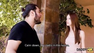 The beauty forgot her boyfriend and had fun with the father, exploring new sensations