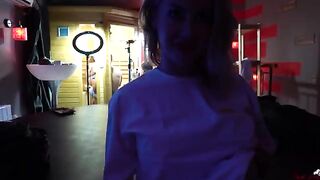Cute amateur girl Wet Kelly masturbating while watching actors playing, getting wet