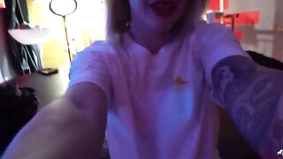 Cute amateur girl Wet Kelly masturbating while watching actors playing, getting wet