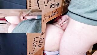 The girl came to the glory hole, got fucked three times and received a creampie