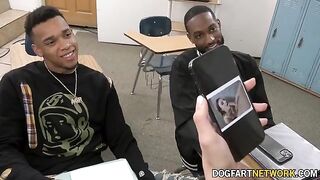 Kenzie Love gets her pussy railed by two black cocks in a steamy 2 on 1 action