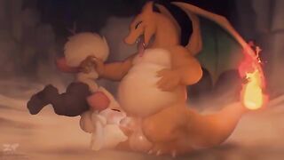 Hentai style animation with a Fire-type Pokémon character