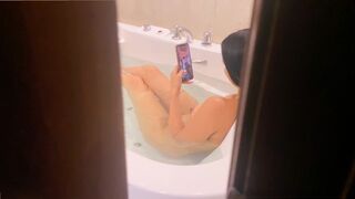 My stepsister was taking a bath, I peeked and we fucked hard