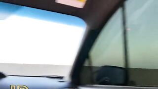 Cute girl fucks with a guy in the car in the parking lot