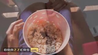Naughty Tina Fire gets her pussy fucked by Jordi El In the popcorn machine in a hot Brazzers scene