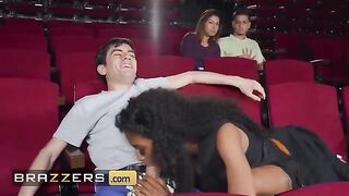 Naughty Tina Fire gets her pussy fucked by Jordi El In the popcorn machine in a hot Brazzers scene
