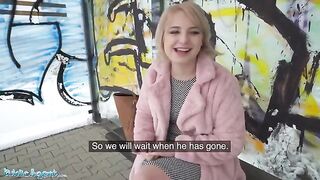 Public Agent Short hair blonde teen with soft natural body picked up as bus stop
