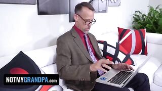 Redhead cutie Madi Collins gets fucked by old pervert in a taboo roleplay scene