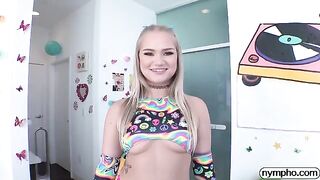 A blonde is craving for a big dick, featuring Harley King in action