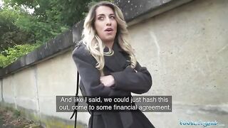 A hot French teacher is being fucked in public by a stranger for cash