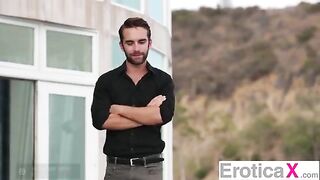 Two girls have a sensual threesome sex with a guy - EroticaX