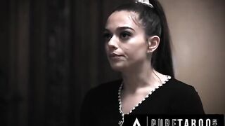 Cheerleader girl Sophia Burns fucks with the stepson of her teacher in this taboo scene