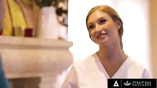 A busty redhead masseuse, Skylar Snow, satisfies her client with her irresistible big tits