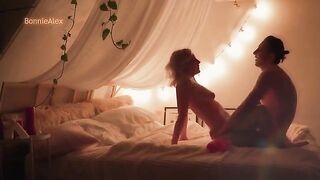 A blonde has a warm sex at home with her partner