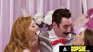 Lauren Phillips and April Olsen play a naughty sock game with Tommy Pistol