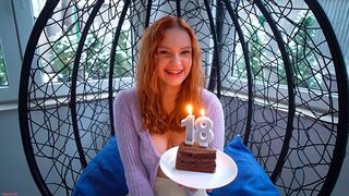 Skinny babe celebrated her 18th birthday with a passionate, intense encounter
