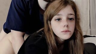 A cute girl has slow sex with her roommate, showcasing innocence