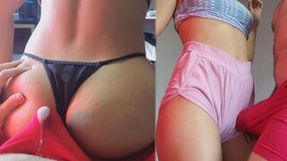 A guy came home and got a blowjob from his girlfriend in panties