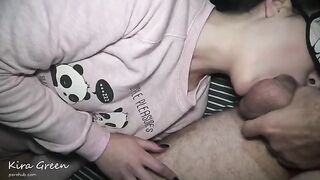 Couples fuck with a young beauty and cum on her face twice