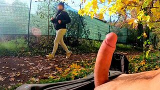 DICKFLASH in the PARK: a slutty milf can't resist titty fuck