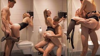 Pervert dude banged tight pussy of mini-dress wearing step sister in the bathroom