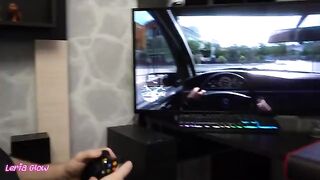 Babe distracted her boyfriend by fucking while he played