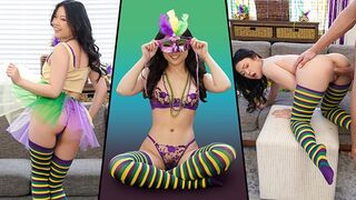 Petite Lulu Chu fucked hard on Mardi Gras by a big cock