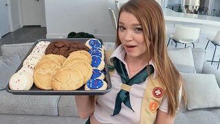 The motivated Girl Scout cookies girl gets fucked deep and hard