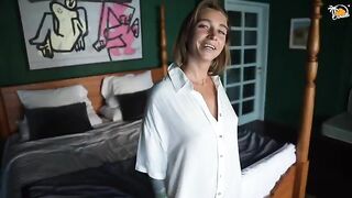 Hot blonde MILF gets fucked in the hotel room with toys
