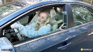 The mechanic managed to get lucky with a busty blonde babe, Bailey Brooke, on the roadside