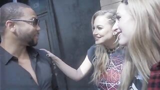 Two girls share a huge dick in a wet threesome with Blake Blossom